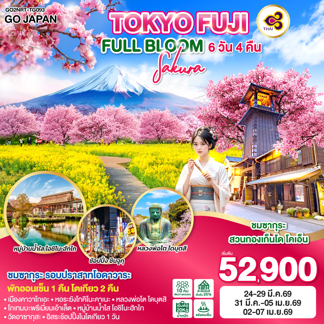 ทัวร์ญี่ปุ่น  TOKYO FUJI SAKURA FULL BLOOM 6วัน 4คืน (TG)